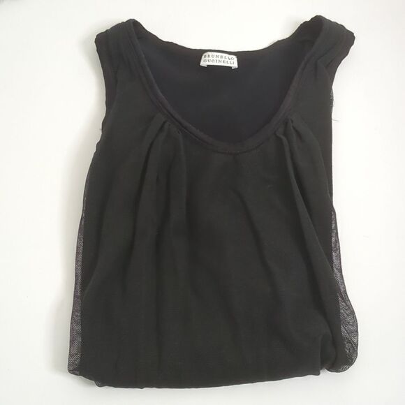 Brunello Cucinelli Black Layered Minimalist Silk Shell - Picture 9 of 10